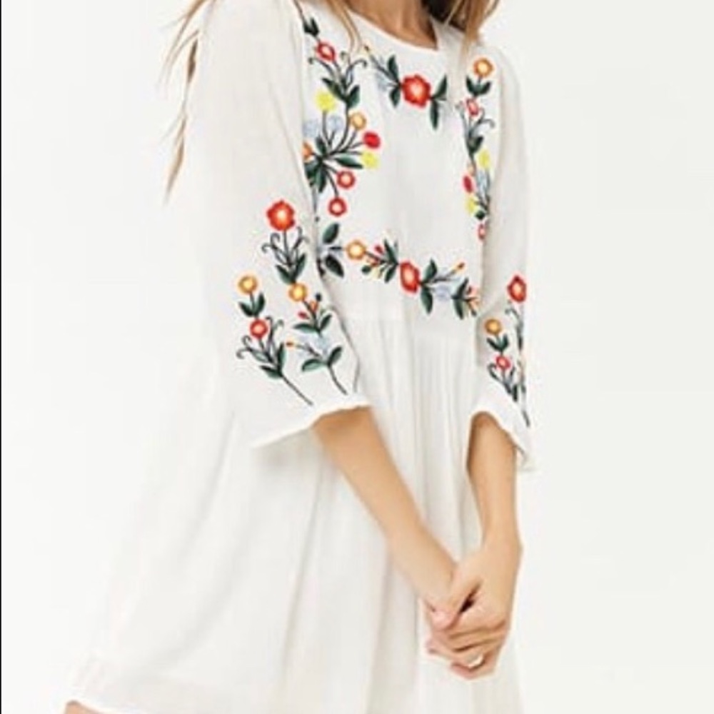 Forever 21 Floral Embroidered Mini Dress